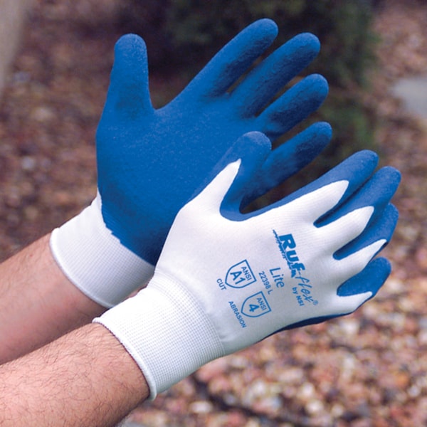 Blue Latex Palm Coated Nylon String Knit Gloves