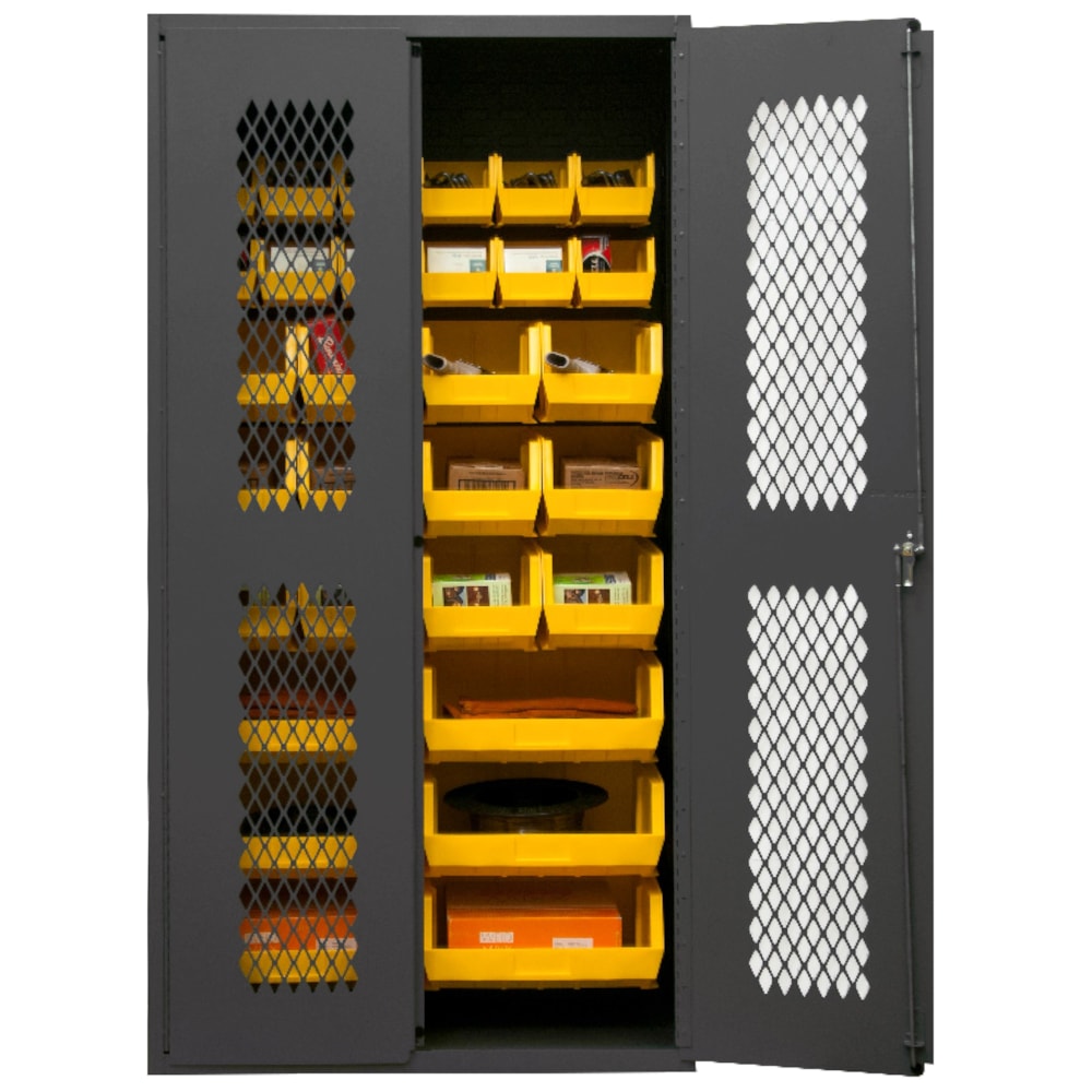 Ventilated Cabinet, 24X36, 30 yellow bin 14 Gauge