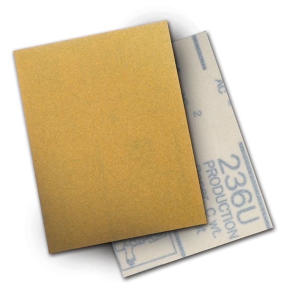 Hookit™ Paper Sheet 236U, 3 in x 4 in P180 C-weight, 50 sheets per carton 10 cartons per case