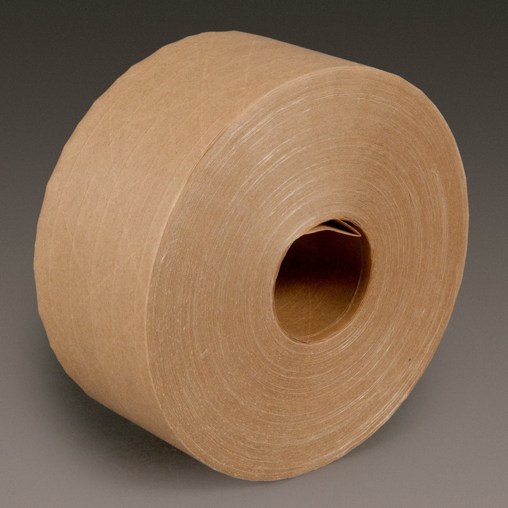 Water Activated Paper Tape 6145 Natural Light Duty Reinforced, 72 mm x 450 ft, 10 rolls per case Bulk

