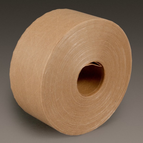 Water Activated Paper Tape 6145 Natural Light Duty Reinforced, 72 mm x 450 ft, 10 rolls per case Bulk
