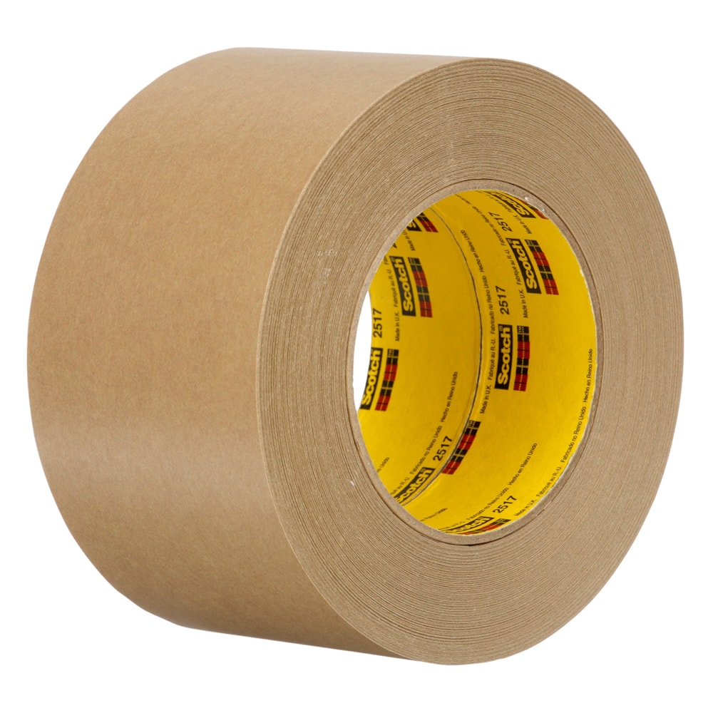 Flatback Tape 2517 Medium Brown, 100 mm x 55 m 6.5 mil, 2 per inner box 8 per case Bulk