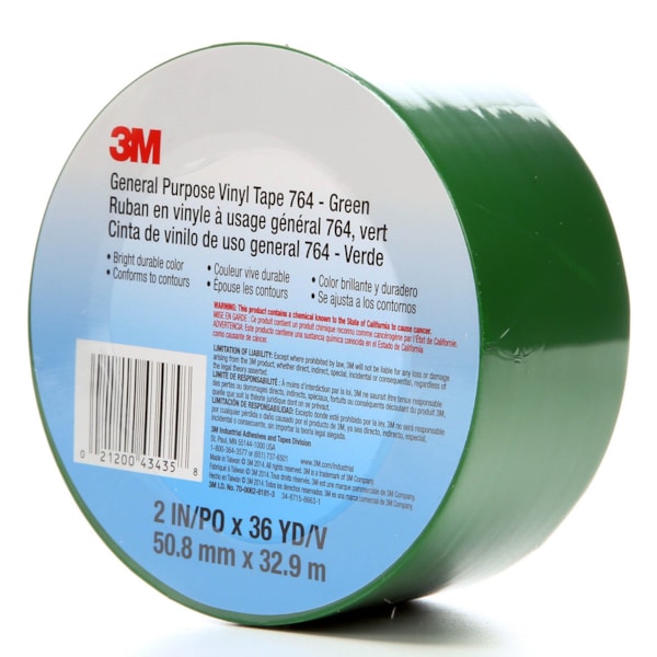General Purpose Vinyl Tape 764 Green, 2 in x 36 yd 5.0 mil, 24 per case Bulk