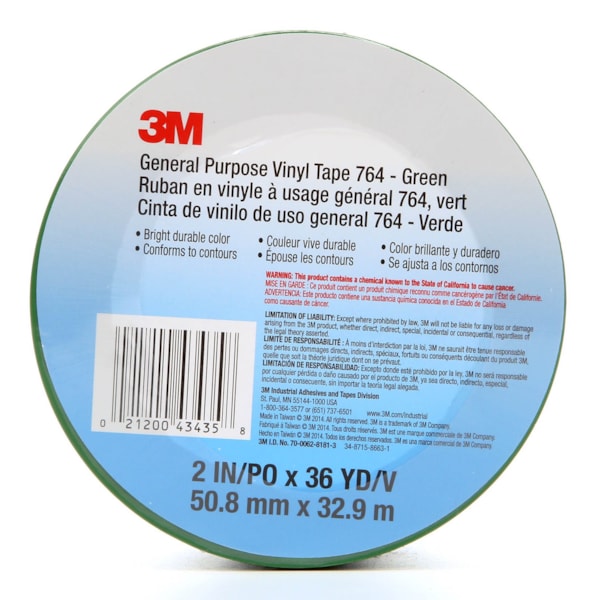 General Purpose Vinyl Tape 764 Green, 2 in x 36 yd 5.0 mil, 24 per case Bulk
