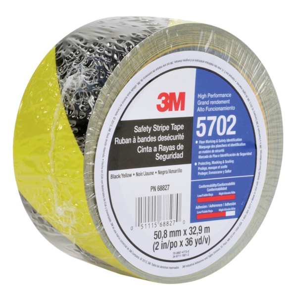 Safety Stripe Tape 5702 Black/Yellow, 2 in x 36 yd 5.4 mil, 24 Individually Wrapped Conveniently Packaged