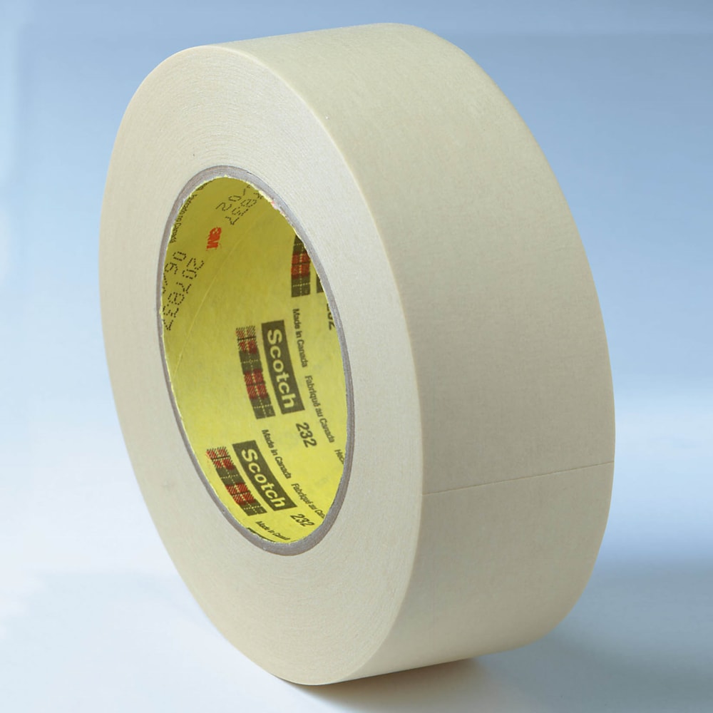 High Performance Masking Tape 232 Tan, 12 mm x 55 m 6.3 mil, 72 per case Bulk