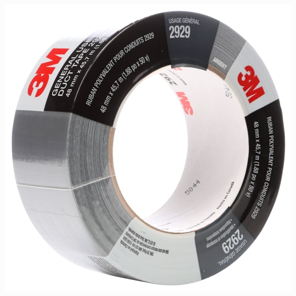 General Use Duct Tape 2929 Silver, 1.88 in x 50 yd 5.5 mil, 24 per case, Conveniently Packaged