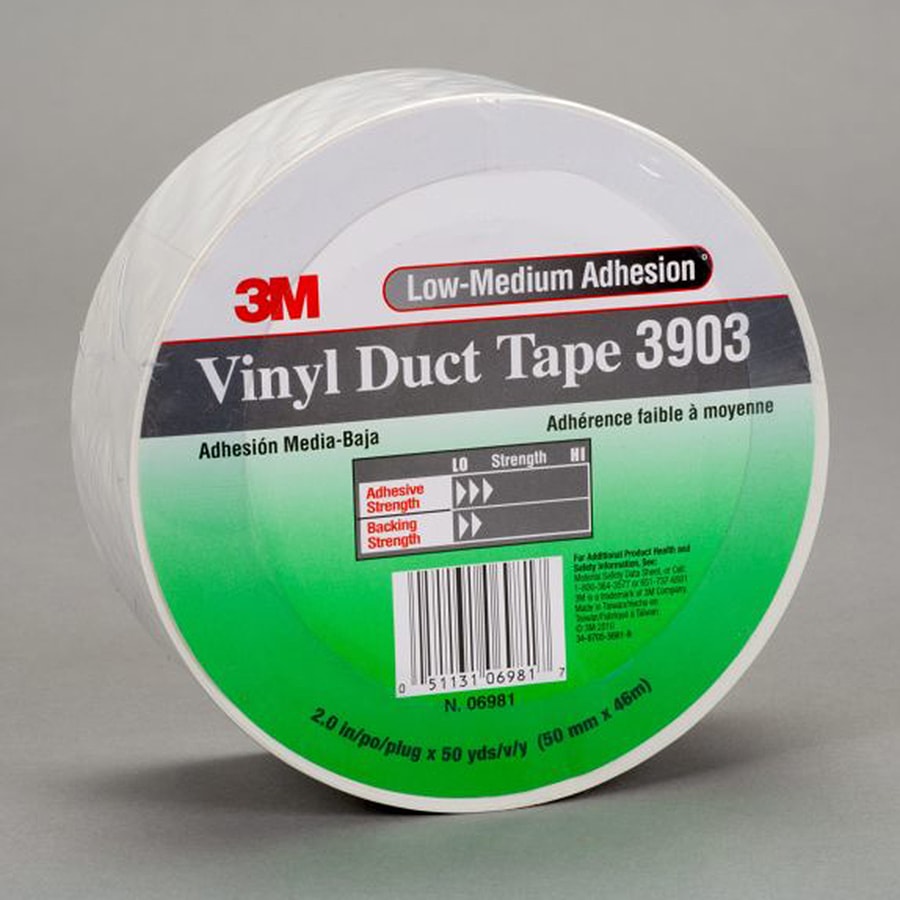 Vinyl Duct Tape 3903 White, 2 in x 50 yd 6.5 mil, 24 per case Individually Wrapped
