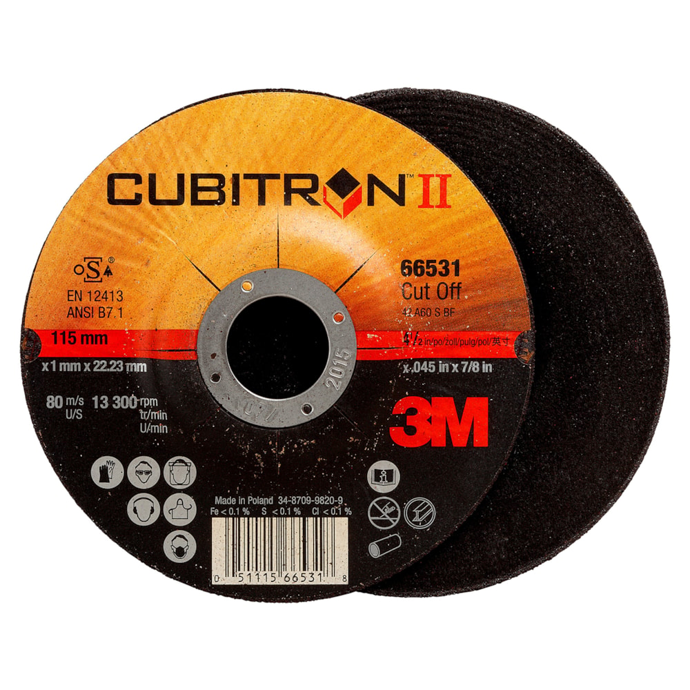 Cubitron™ II Cut-Off Wheel T27 66531, 4.5 in x .045 in x 7/8 in, 25 per inner, 50 per case