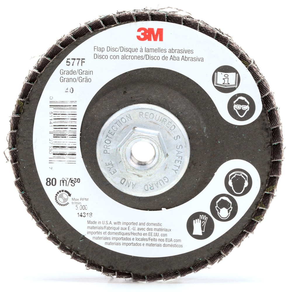 Flap Disc 577F, T29 4 in x 3/8-24 40 YF-weight, 10 per case