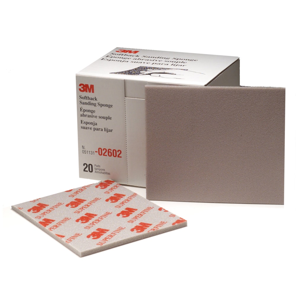 Softback Sanding Sponge, 02602, 4 1/2 in x 5 1/2 in, Superfine, 20 sponges per box 6 boxes per case