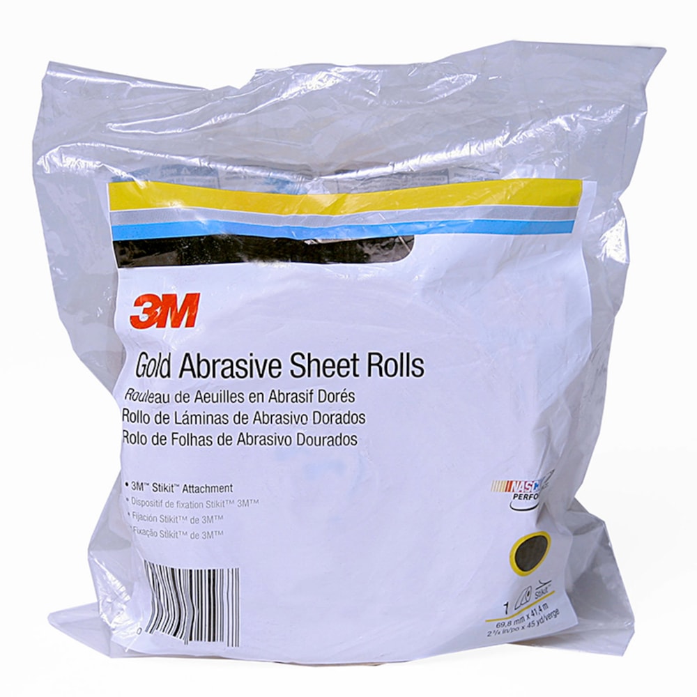 Stikit™ Gold Paper Sheet Roll, 02693, 4 1/2 in x 25 yd, P220A, 6 rolls per case