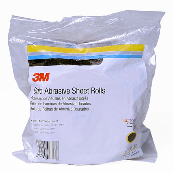 Stikit™ Gold Paper Sheet Roll, 02693, 4 1/2 in x 25 yd, P220A, 6 rolls per case
