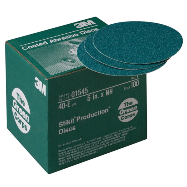 Green Corps™ Stikit™ Production™ Disc, 01545, 5 in, 40E, 100 discs per box, 5 boxes per case