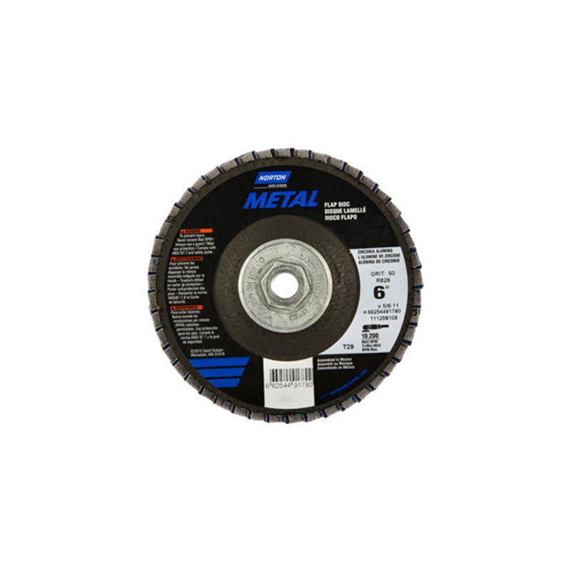 Metal® 6" X 5/8" - 11" 60 Grit Type 29 Flap Disc