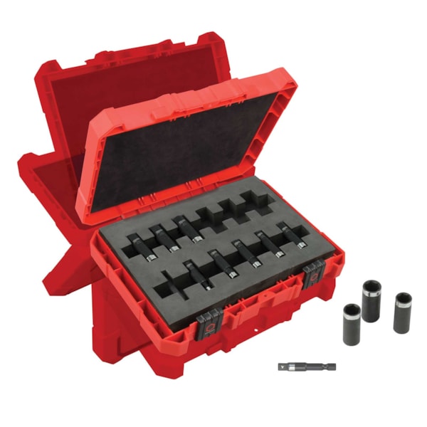 SHOCKWAVE™ Deep Well Metric Socket Set, 12 Pieces, 6-Point, 1/4 in Square Drive, Steel, Black Oxide