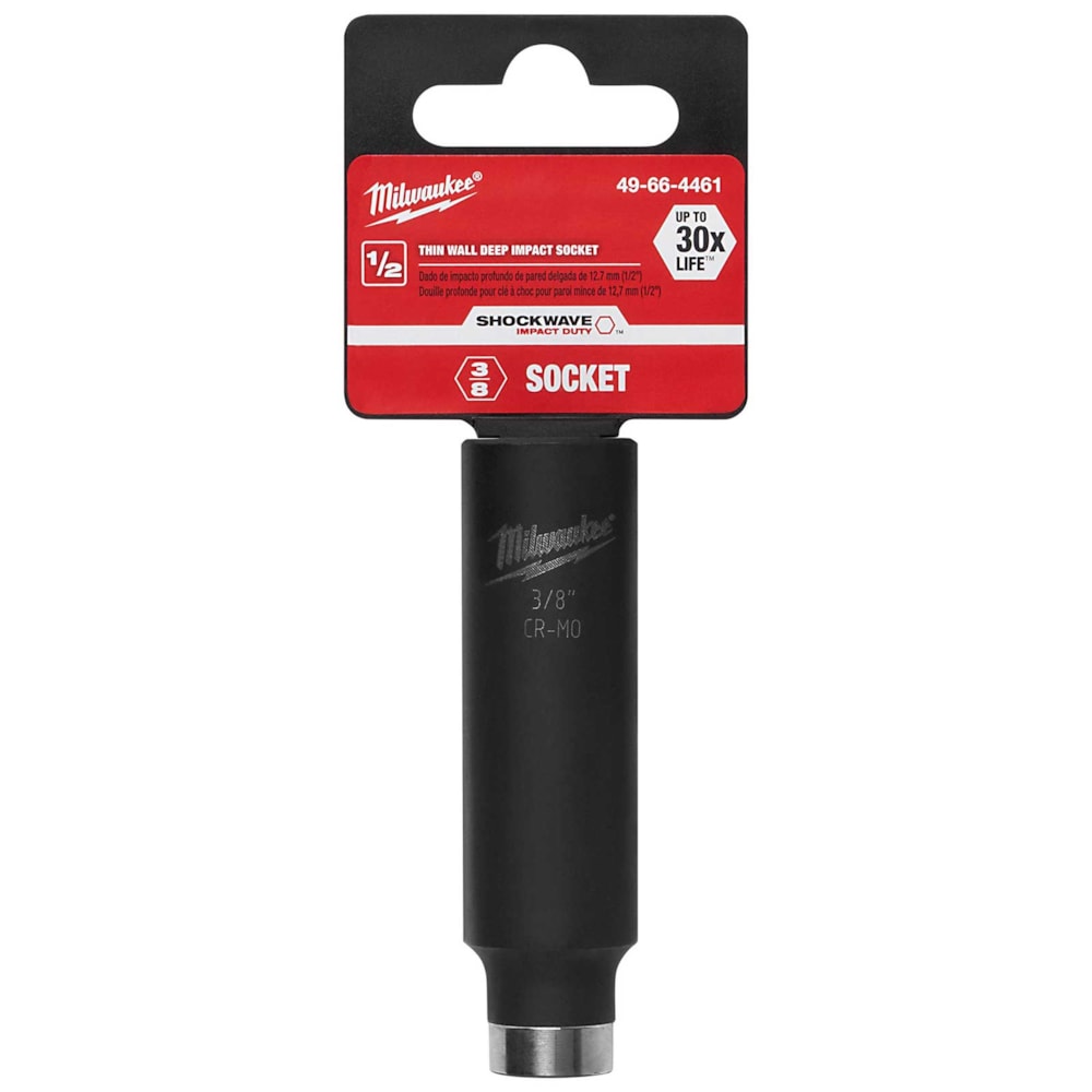 SHOCKWAVE™ Deep Well SAE Impact Socket, 3/8 in Socket, 1/2 in Drive, 3 in OAL, Heat Treated Steel