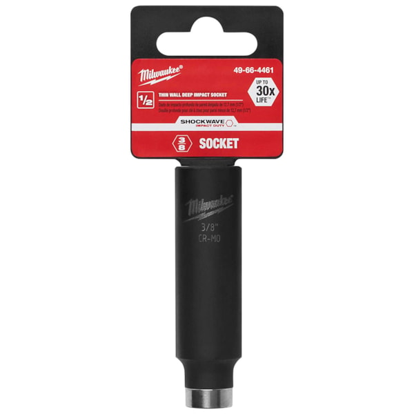 SHOCKWAVE™ Deep Well SAE Impact Socket, 3/8 in Socket, 1/2 in Drive, 3 in OAL, Heat Treated Steel