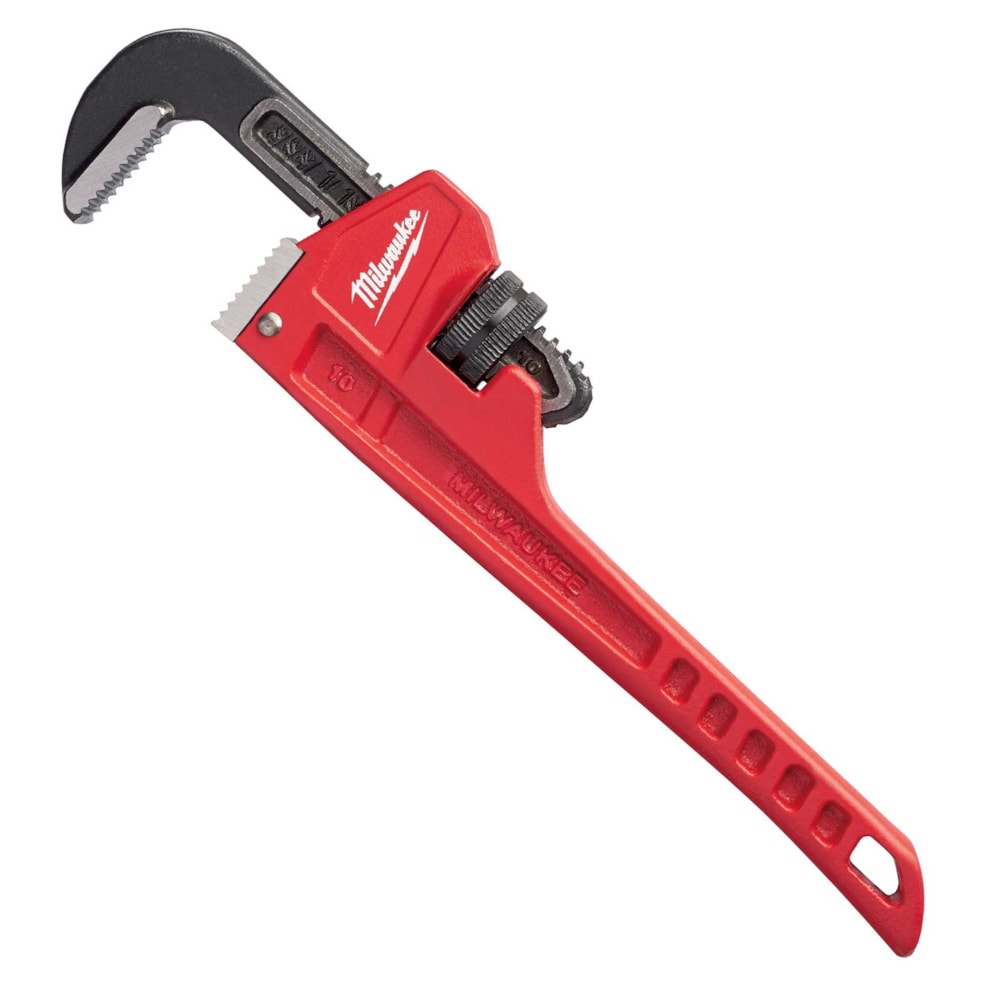 Tether Ready Pipe Wrench, 1-1/2 in Pipe, Serrated Jaw, 10 in OAL