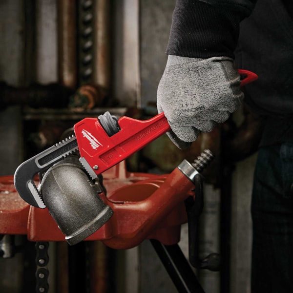 Tether Ready Pipe Wrench, 1-1/2 in Pipe, Serrated Jaw, 10 in OAL