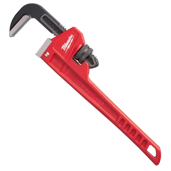 Tether Ready Pipe Wrench, 2 in Pipe, Serrated Jaw, 12 in OAL