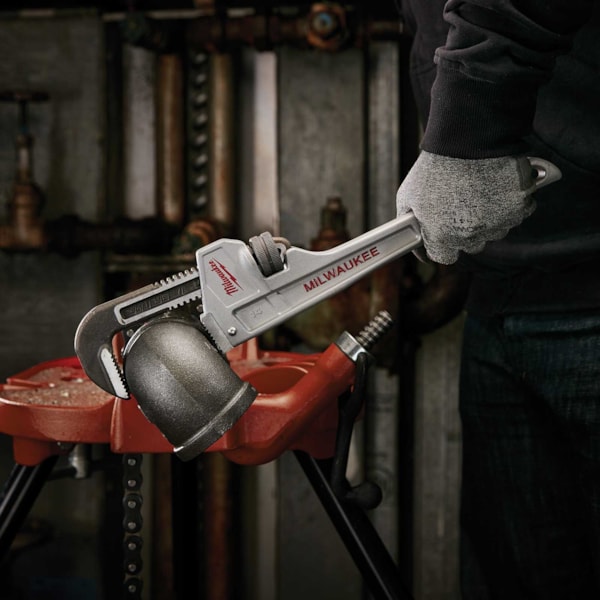 Tether Ready Pipe Wrench, 2 in Pipe, Serrated Jaw, 14 in OAL