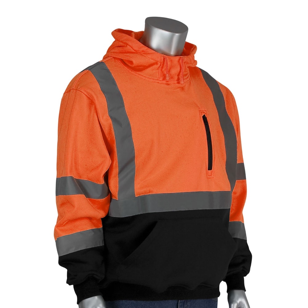 ANSI Type R Class 3 HI-Vis Pullover Sweatshirt with Black Bottom, Custom Product