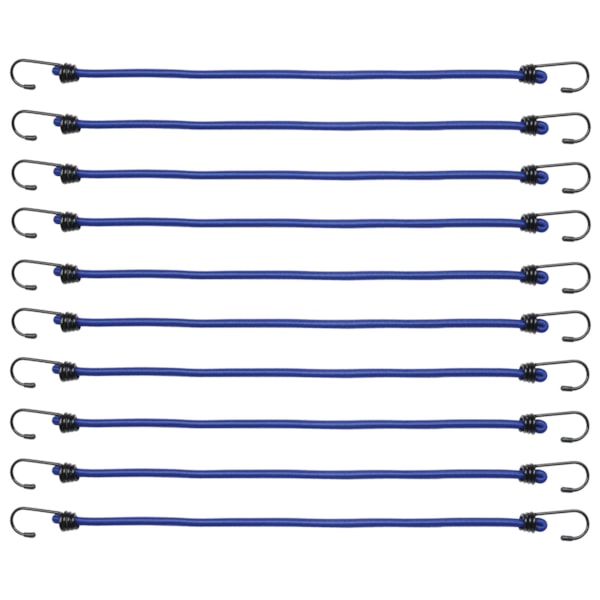 18" Bungee Cord with Steel Hooks, Blue, 10/Pack