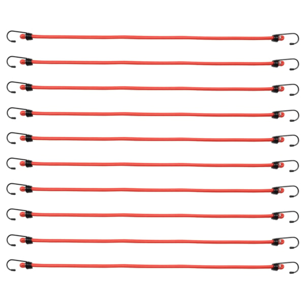 24" Bungee Cord with Steel Hooks, Red, 10/Pack