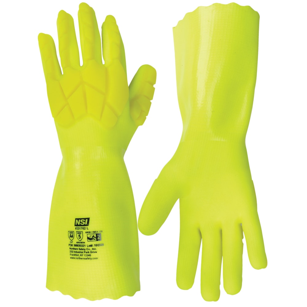 Hi Vis Yellow Chemical/Impact Cut Protection Gloves