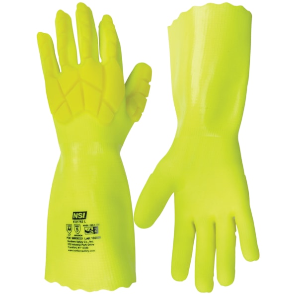 Hi Vis Yellow Chemical/Impact Cut Protection Gloves