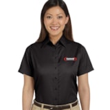 Easy Blend™ Women's Stain Release Short Sleeve Twill Shirt, Custom Product Add Your Logo thumbnail 1
