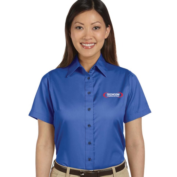 Easy Blend™ Women's Stain Release Short Sleeve Twill Shirt, Custom Product Add Your Logo