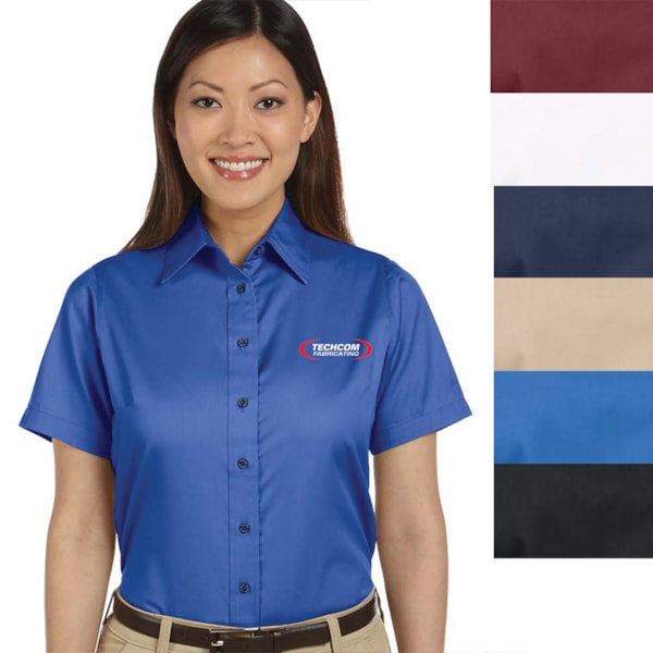 Easy Blend™ Women's Stain Release Short Sleeve Twill Shirt, Custom Product Add Your Logo