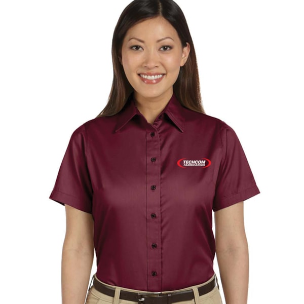Easy Blend™ Women's Stain Release Short Sleeve Twill Shirt, Custom Product Add Your Logo