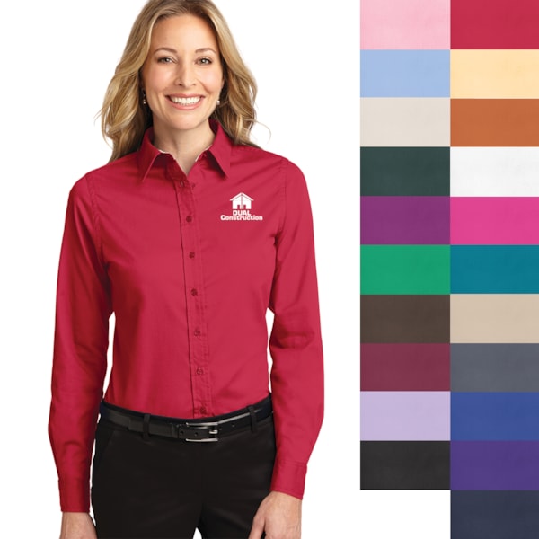 Easy Care Women's Long Sleeve Shirt, Custom Product Add Your Logo