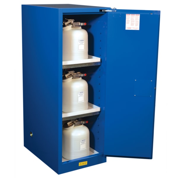54-Gallon, Self-Closing, Blue Sure-Grip® EX Safety Slimline Cabinet for Hazardous Materials