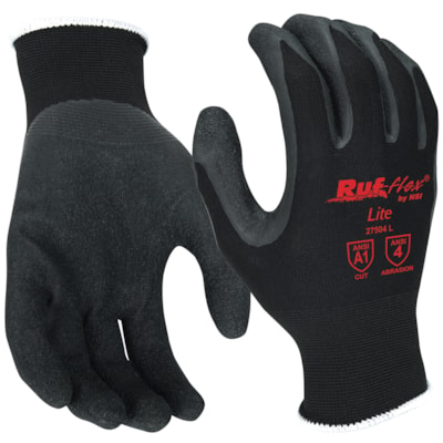 Black Rubber Palm Coated Nylon String Knit Gloves