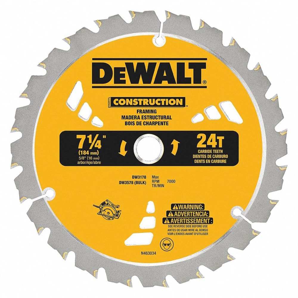 7-1/4", 5/8" Arbor Construction Small Diameter Construction Saw Blade