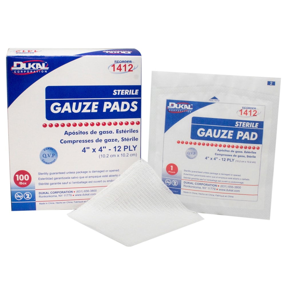 4" x 4" 12-Ply Gauze Pad, Sterile, 100/Box