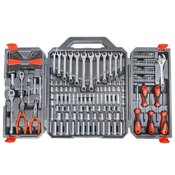180 Piece 1/4" and 3/8" Drive, 6 Point, SAE/Metric, Professional Tool Set