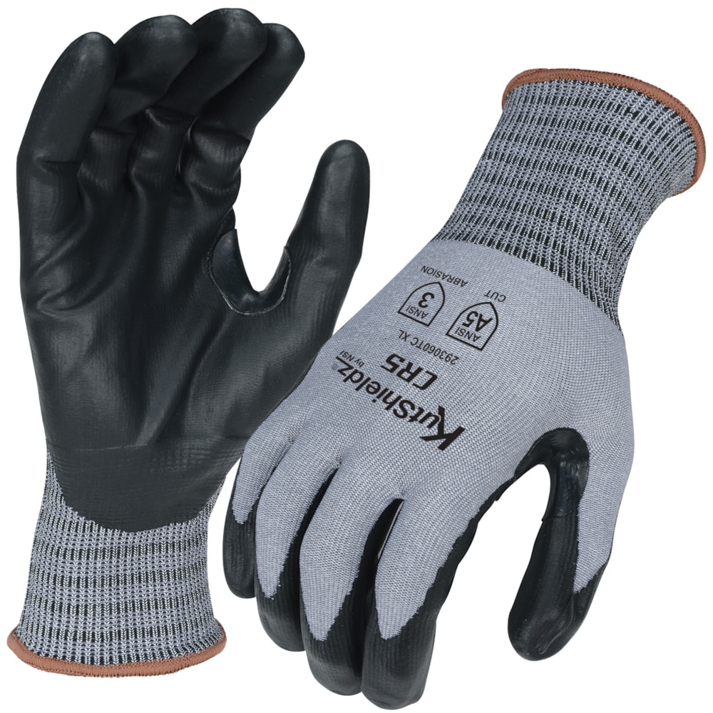 Touchscreen Reinforced Thumb Crotch Polyurethane Palm Coated HPPE Level A5 Cut Resistant Gloves