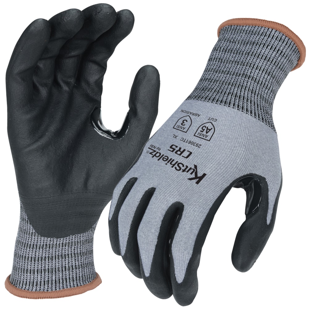 Touchscreen Reinforced Thumb Crotch Foam Nitrile Palm Coated HPPE Level A5 Cut Resistant Gloves