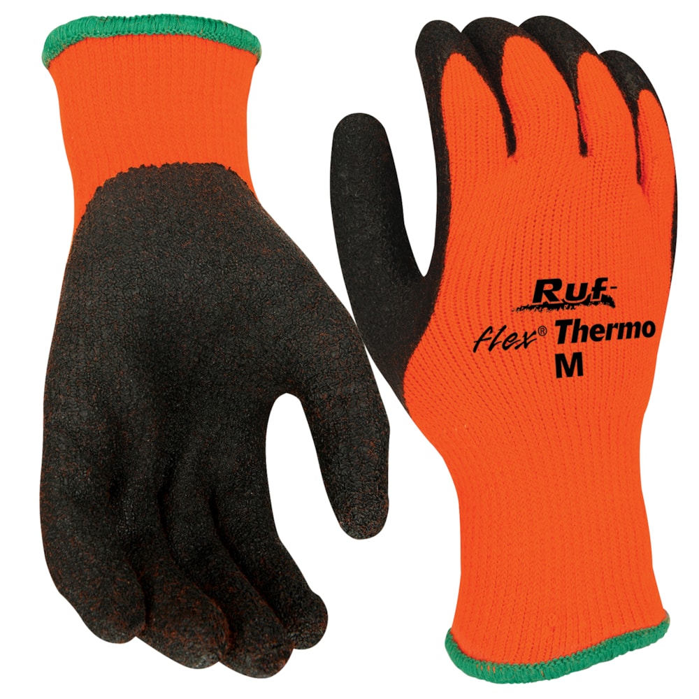Black Rubber Palm Coated Hi-Vis Orange Insulated Work Gloves