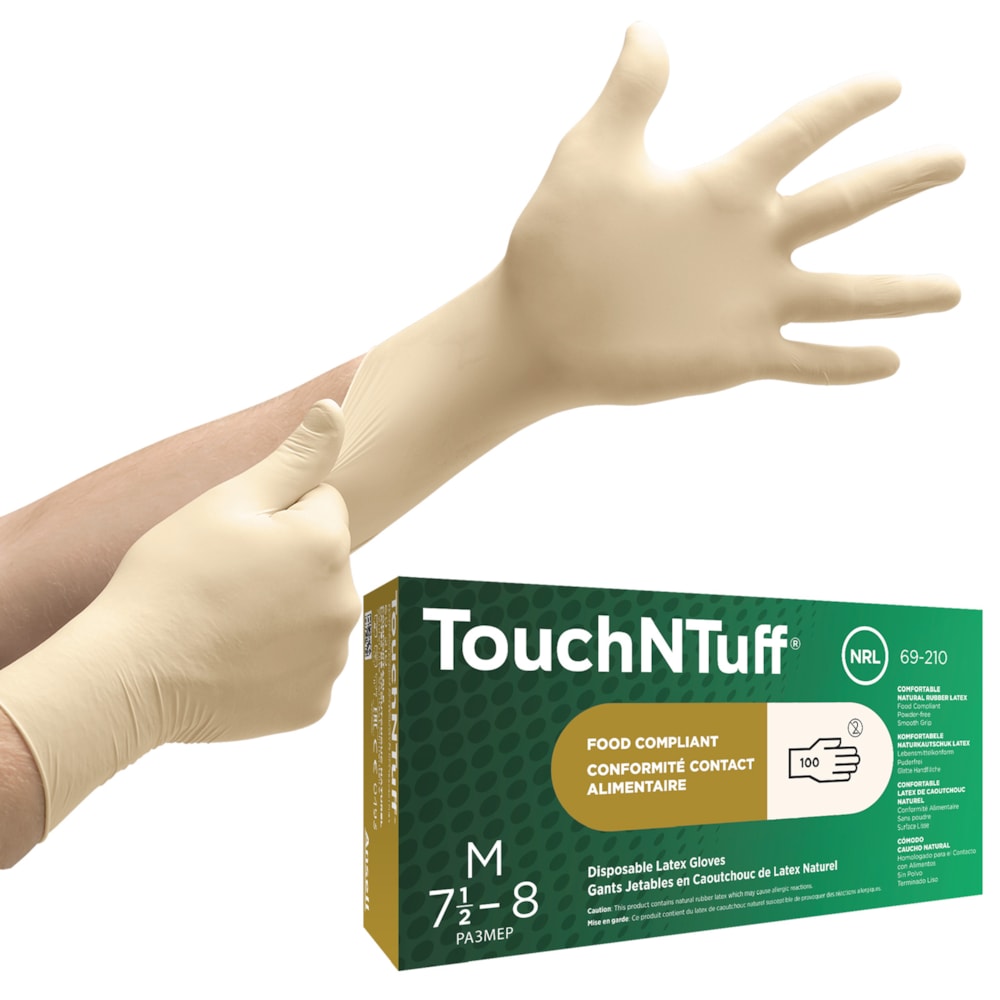 TouchNTuff® Powdered Latex Gloves 100 Per Box