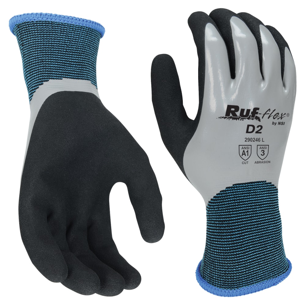 Rubber Full & Palm Double Coated Polyester Knit Work Gloves