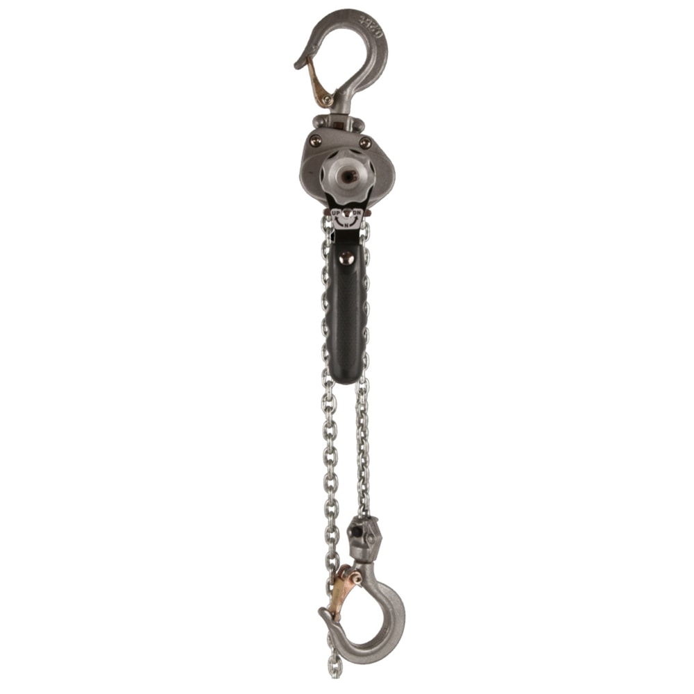 JLH Series Compact Lever Hoist, 1/2 ton Load, 10 ft Lifting Height, 54 lb Rated, 4.3 x 12 mm Chain, 0.96 in Hook