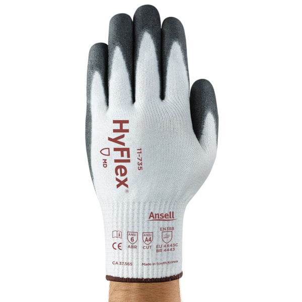 HyFlex® 11-735 Polyurethane Palm Coated Level 4 Cut Resistant Gloves 