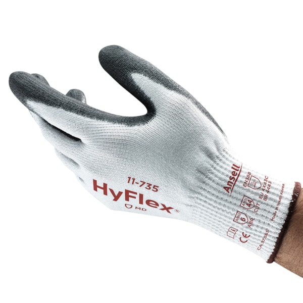 HyFlex® 11-735 Polyurethane Palm Coated Level 4 Cut Resistant Gloves 