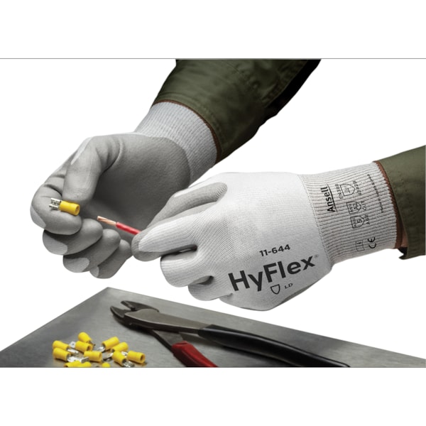 HyFlex® 11-644 Polyurethane Palm Coated Level A2 Cut Resistant Gloves 